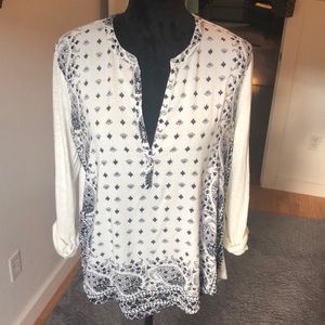 Lucky Brand black and white print blouse